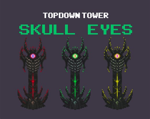 Skull Eyes Tower - Top Down Pixel Art Tower Assets by sanctumpixel