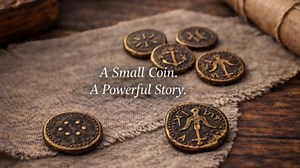 Widow's Mite Coin Reproductions (100 Pack) - Biblical Story of Jesus & The Poor Widow's Mite Bronze Coins with Anchor & Star Design