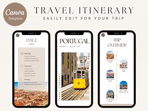 Mobile Travel Itinerary Template: Editable Canva Planner (digital Download) - Etsy UK