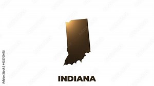 Indiana State of the United States of America. Animated 3d gold location marker on the map. Easy to use with screen transparency mode on your video.