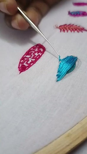 Day 11 | Embossed Leaf Filling Type 1 |Aari Work Leaf Design Tutorial |Aari Embroidery for Beginners