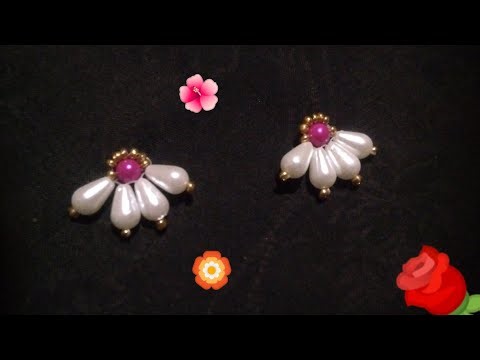 DIY Beautiful pearl beaded stud earrings making tutorial
