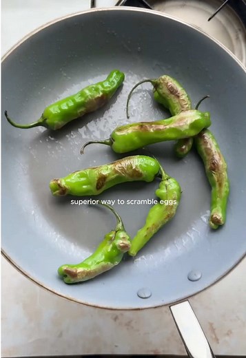 Soft Scrambled Eggs with Shishito Peppers Recipe