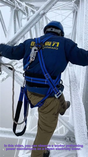 Frozen Weather Power Tower Maintenance | Electric Worker on Duty