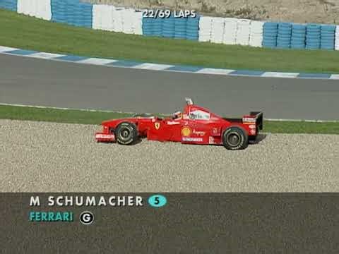 Jerez 1997 F1 GP: Michael Schumacher Villeneuve collision (Natural audio) [AI-enhanced]