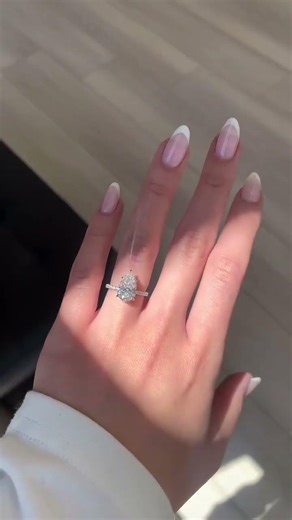 Pear Cut Lab Grown Solitaire With Accent Ring #diamondrings #shorts #jewelry #pearcut