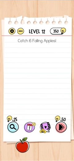 Brain Test Level 12 Walkthrough - Catch 6 Falling Apples! 🧠 #Shorts