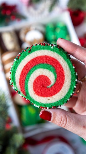 Chelsey White on Instagram: "✨Day 1✨ of my cookies worthy of your Christmas cookie box series!!!!! Starting off strong with my swirled Christmas cookies ❤️ The recipe is linked in my bio or you can google chelsweets swirled Christmas cookies"