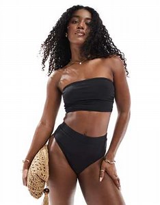 Threadbare bandeau bikini set with high waist bottoms in black | ASOS