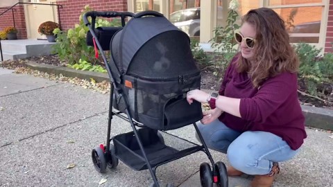 Pet Stroller for Small Dogs Cats with Wheels, Detachable Carrier, Max Load 33 lbs, Easy Folding, Compact Portable, Dog Carriage Cart Car Seat 3 in 1