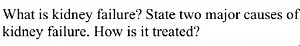 What is kidney failure? State two major causes of kidney failur... | Filo