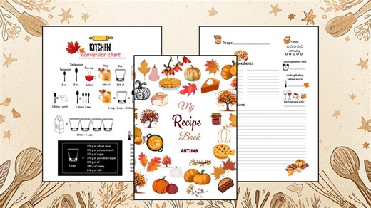Autumn Recipe Book Template – Printable Recipe Notebook | A4 PDF - Etsy