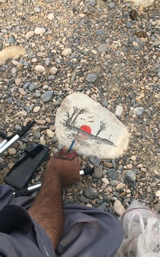 Beautiful Landscape Painting on Stone | Satisfying Rock Art