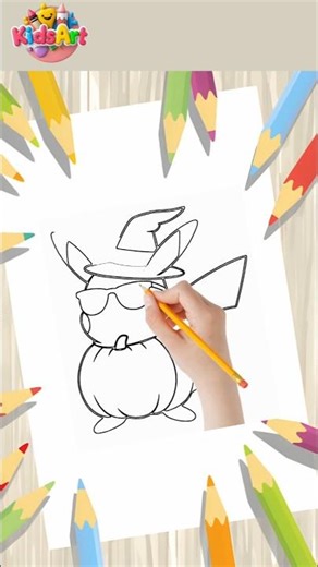 Wait for end 🔥 | Pikachu in Halloween Costume | #shorts #holloween #drawing #pokemon