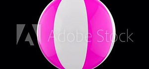 Pink Beach Ball turns on itself - loop animation - black background
