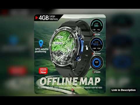 2025 New TRex 3 Tactical Smartwatch Builtin GPS Offline Map 4GB Memory 5ATM Waterproof Swimming Men