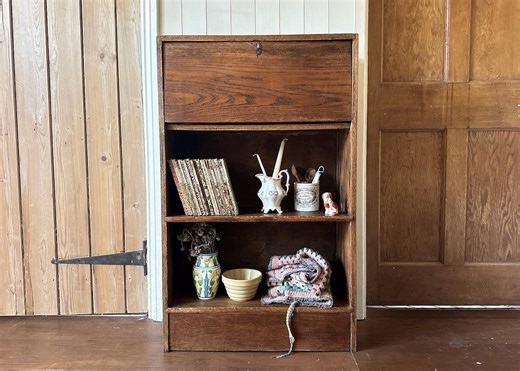 Vintage Oak Bureau, Writing Table, Desk With Lock, Cabinet, Antique Decor - Etsy UK