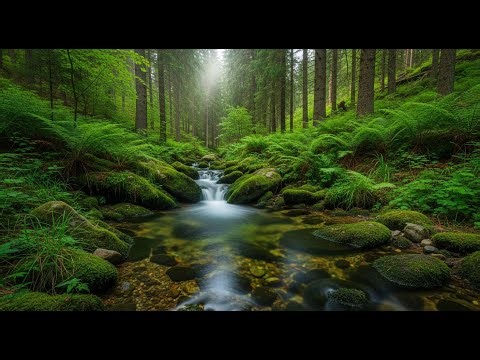 Forest Day Ambience – Running Stream & Bright Birds for Relaxation