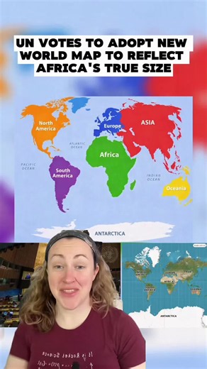Sometimes size matters #stem #map Sources: 1. “UN votes to adopt new world map to reflect Africa’s true size” - BBC 2. “The U.N. backs a new world map showing Africa in its true relative size” – NPR