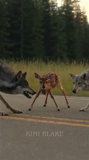 Driver Saves Fawn From Wolves on Empty Road 🐺🦌😳