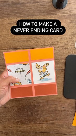 Karen Titus | Card Maker on Instagram: "See how quickly you can make this wow never ending card. This is a great fun fold card to teach the kids in your life - or maybe you can ask them to teach you! Do you craft with kids, grandkids or others? Watch the full video on making these cards on our YouTube channel. #stampingonthebackporch #neverendingcard #craftingwithkids #easyfunfoldcards"