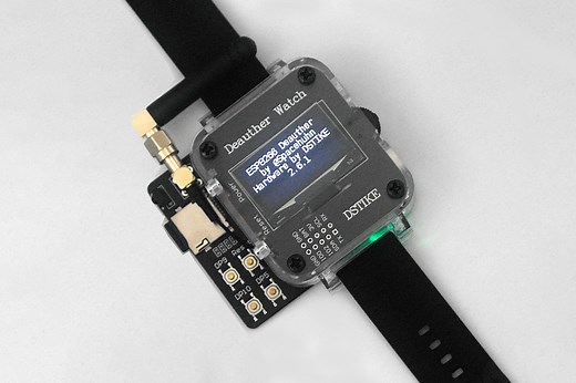The Deauther Watch V4S IR is a Wi-Fi hacker watch that can run up to 21 scripts via IR remote for wireless and HID attacks - CNX Software