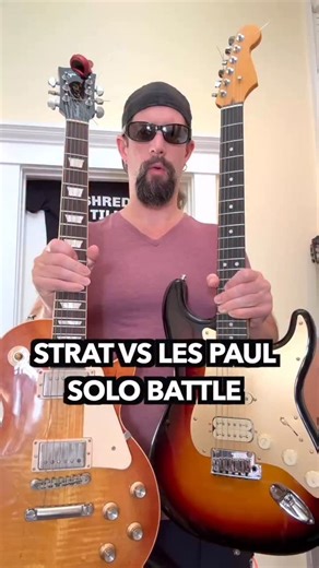 Shred on Instagram: "Strat vs Les Paul Solo Battle ⚡️FREE Scale Bible 👉@shredmasterscott 1. Which guitar would win in a solo battle...Fender Strat, or Les Paul? 2. Now I’m curious, which guitar do you think sounds best for solos? If you’re tired of being stuck in pentatonic prison, check out my free scale bible muhahaha"