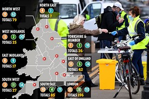 Map reveals England's cases of Indian, South African and Brazilian variants
