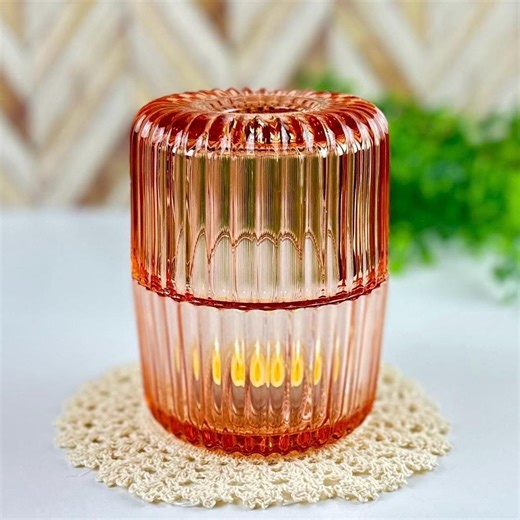 Pink Depression Glass Fairy Lamp, Collectible Home Decor, Two Piece Candle Holder - Etsy