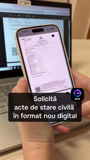 EVO on Instagram: "💻 Solicită și primește online actele de stare civilă, în format nou digital verificabil. Extrasele de pe actul de naștere, căsătorie, divorț etc. se solicită și se eliberează digital și includ un cod unic, prin care poți verifica autenticitatea documentului. 📲Întreg procesul durează câteva minute și îl poți face de oriunde, inclusiv din străinătate, cu semnătura electronică. De exemplu, ai nevoie de extrasul de pe actul de divorț pentru o procedură juridică, bancară sau admi