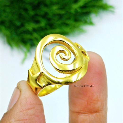 Gold Plated Star Spiral Swirl Ring 925 Sterling Silver Minimalist Adjustable Jewelry Gifts - Etsy