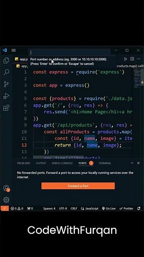 Port Forwarding in VS Code 🔥#vscode #shorts #webdevelopment
