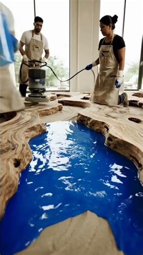 How to Create a Stunning River Table 🪵💧​ #relax#epoxyfloor