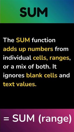 Use the SUM Function in Excel Like a Pro – in 60 Seconds! #shorts