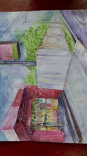 Landscape watercolor painting, ATM #ptart #watercolorpainting #painting #art #srilankan_tik_tok🇱🇰 #trending