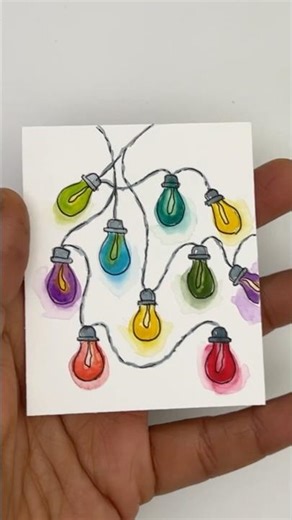 Paint string of light Bulbs | Easy watercolor painting #beginnerfriendly