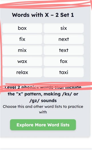 Word with X Try the SpellMe structured literacy word lists #edtech #spelling #literacy #english #homeeducation