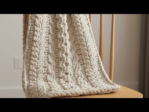 HAND KNIT A CHUNKY BLANKET- Butterfly honeycomb cables