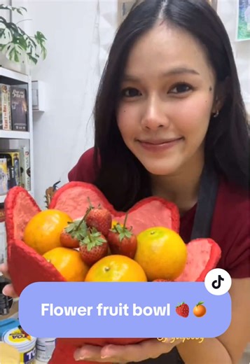 Flower fruit bowl 🌺🍊🍓#papermache #homedecor #crafts #diy #papercraft