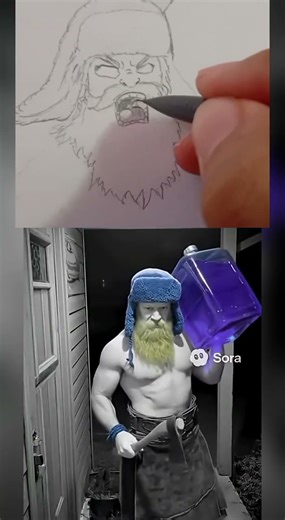 Angry Lumberjack at the Door - Drawing (AI Parody)