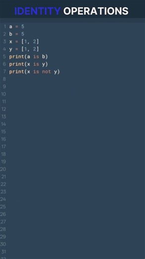 Identity Operators in Python #python #coding #trending #shorts #subscribe #code #hype