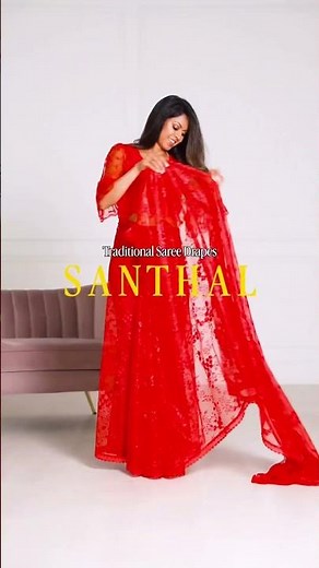 Santhal Saree Drape | indian saree look | how to drape saree perfectly | silk saree drape | #shorts