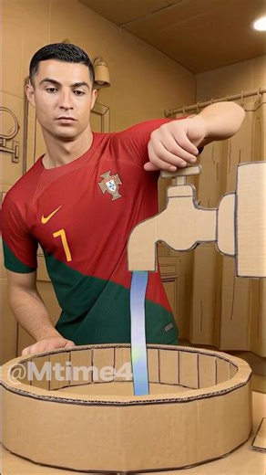 Ronaldo Cardboard Water Trend!🚰💦😜 #shorts #football