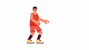 basketball joueur faire des exercices routine 2d personnage animation. formation position plat dessin animé 4k vidéo, transparent alpha canaliser. asiatique homme portant entraine toi tenue de sport Animé la personne sur blanc Contexte