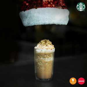 Starbucks India | Ho Ho Ho! 🎅🏻 Santa has brought a delicious present for you all. Get ready to indulge in our #CrunchyRedHatMochaFrappuccino, topped with a... | Instagram