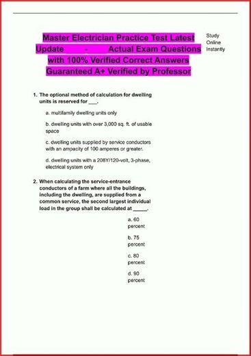 Master Electrician Practice Test Latest Update Actual Exam Q video