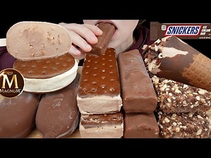 ASMR Chocolate Ice Cream *Magnum, Snickers, Soft Reese's Bar, Klondike Cone, Sandwiches Mukbang