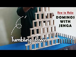 Jenga Tutorial #37: How to Make Dominos with Jenga (Domino Tower Falling) #dominoesfalling #jenga