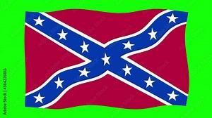 The Second Confederate Navy Jack of the United States Flag Waving and Flutter Green Screen Background Animation