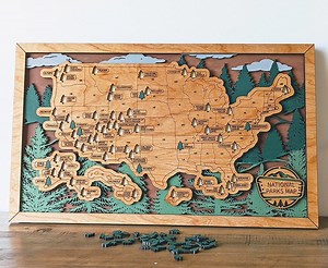 Handcrafted National Parks Travel Map, Wooden Keepsake - Etsy